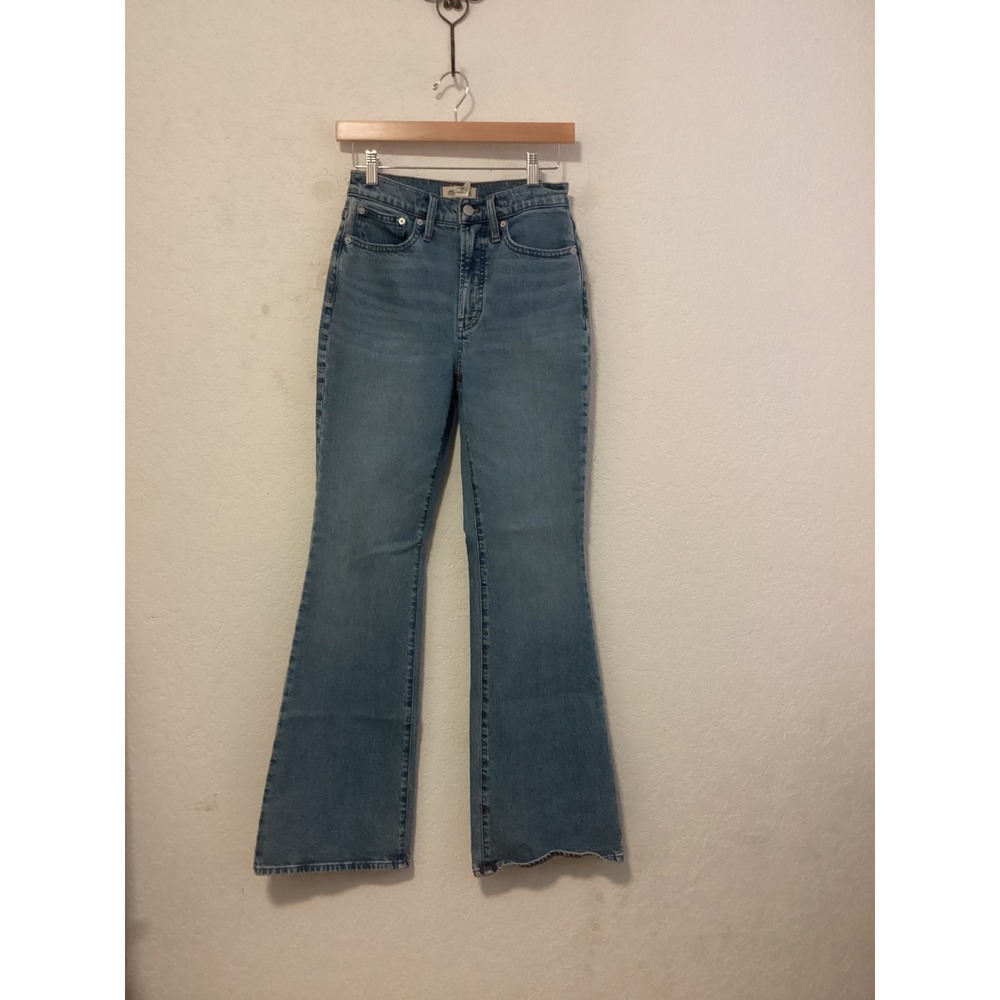 Madewell The Perfect Vintage Flare Jean Womens 25 Blue High Rise Raw Hem DM6896